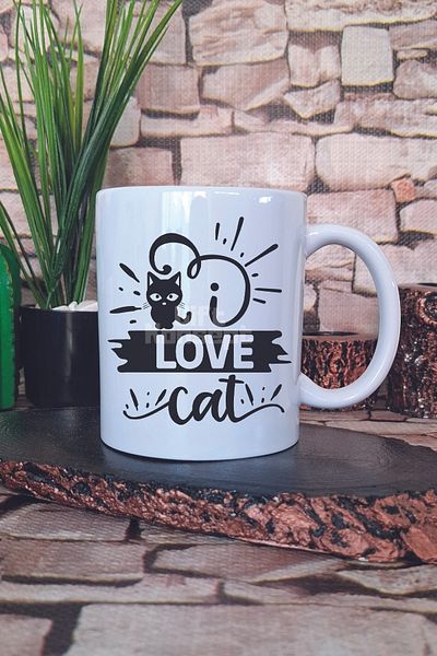 giftkonsept Love Cat Printed Cat Love Cat Lover Gift Printed Tea Coffee Presentation Mug Cup