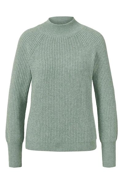 Tchibo Women Round Neck Long Sleeve Textured Sweater, Sage