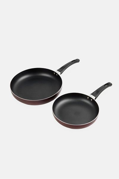 Wilson 2 Pcs Non Stick Fry Pan Set, Metallic Maroon
