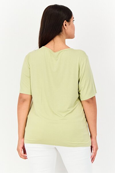 Giordano Women Scoop Neck Short Sleeve Plain T-Shirt, Light Green