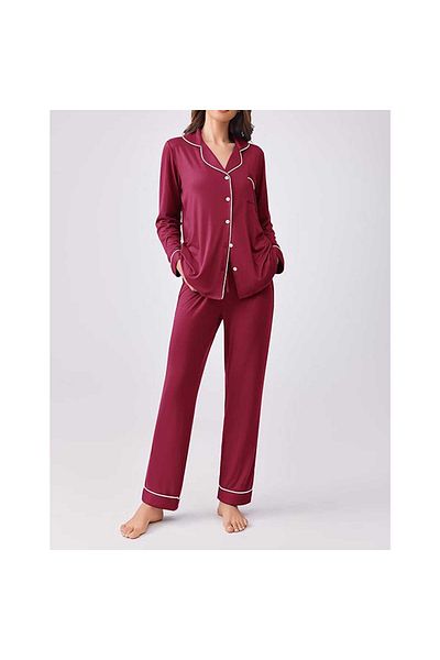 Caprisious Women's Soft Knitted Cotton Pajamas Set - Button-Down Long/Full Sleeve 2 Piece Sleepwear Loungewear