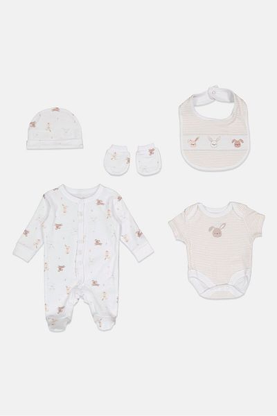 Rock A Bye Baby Boutique Toddlers Boy 5 Pieces Allover Print Gift Set, Multicolor