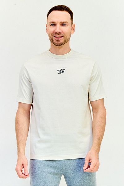 Reebok Men Sportswear Fit Short Sleeve Outdoor T-Shirt, Off White