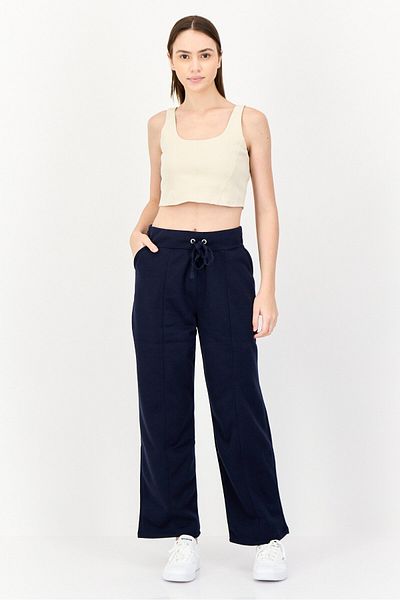 BSP Women Sportswear Fit Drawstring Outdoor Sweatpants, Navy