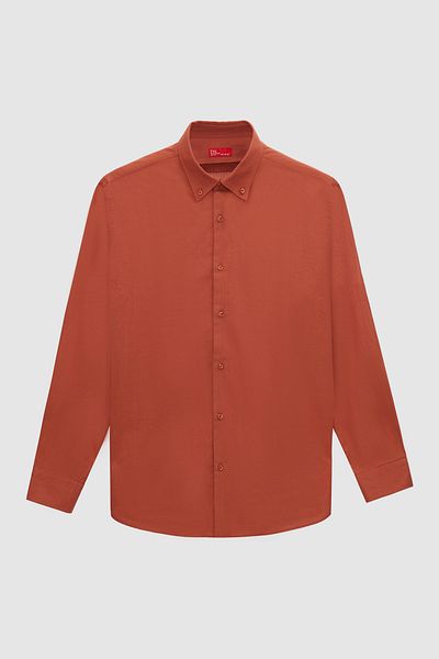D'S Damat Ds Groom Comfort Tile Button Collar Relaxed Fit Linen Look 100% Cotton Shirt