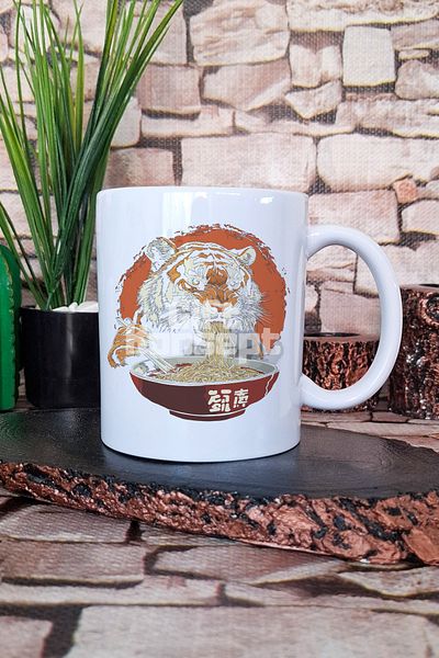 giftkonsept Ramen Tiger 2 Printed Japanese Noodle Tiger Anime Illustration Gift Printed Mug Cup