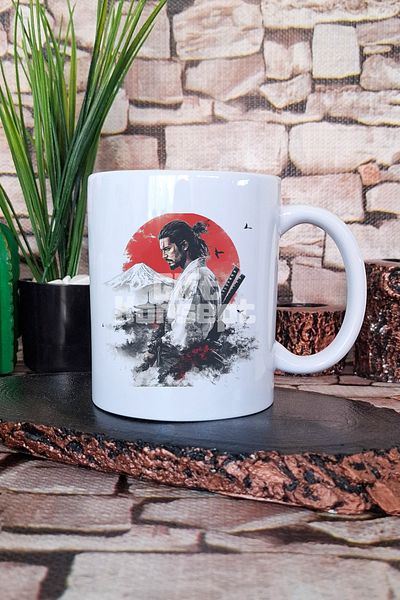giftkonsept Samurai Illustration 1 Printed Japanese Warrior Anime Manga Gift Printed Mug Cup
