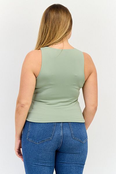 Kathy Ireland Women Crew Neck Sleeveless Solid Tank Top, Sage