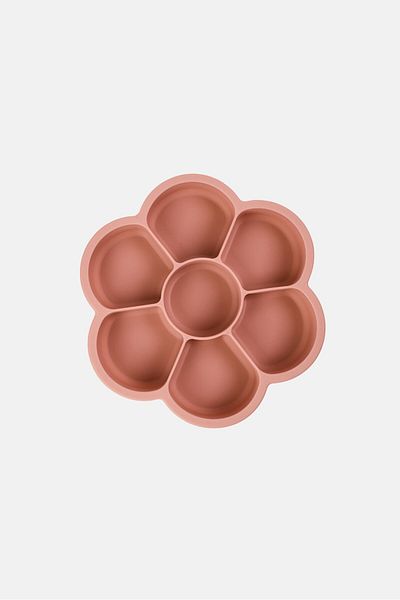 Preschool Fun Silicone Divided Snack Plate, Rose Pink