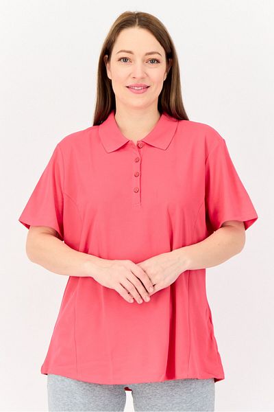 Greg Norman Women Sportswear Fit Solid Short Sleeve Training Polo Shirt, Fuchsia