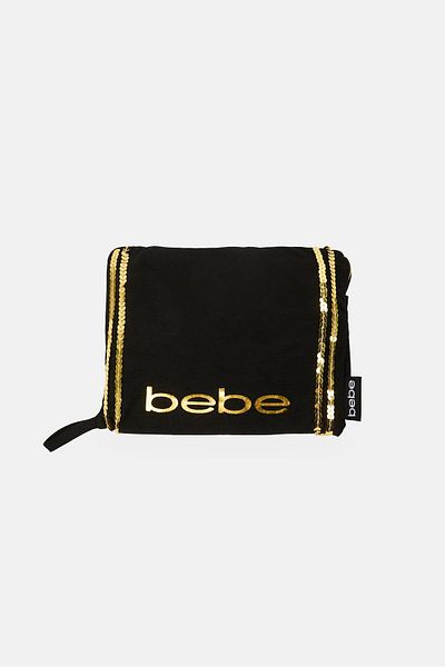 Bebe 2 Pieces Jersey Knit Travel Blanket, Black