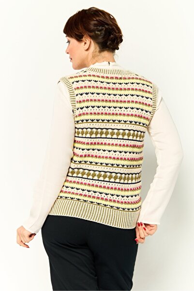 Scotch & Soda Women V-Neck Sleeveless Crochet Vest Sweater, Multicolor