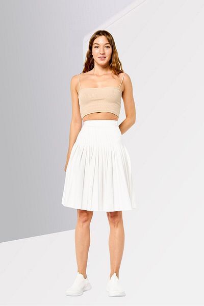 Lacoste Women Flitted Midi Skirt, White