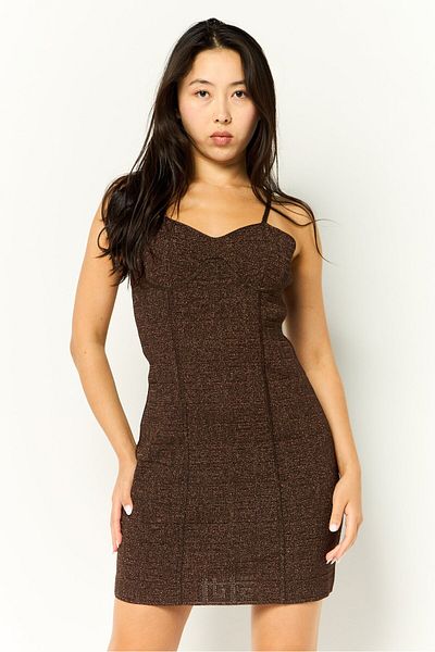 Givenchy Women Metallic Print Mini Dress, Bronze