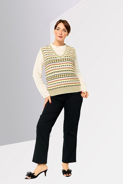Scotch & Soda Women V-Neck Sleeveless Crochet Vest Sweater, Multicolor