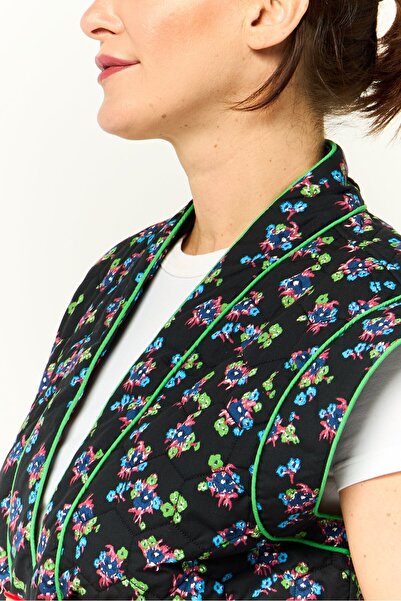 Scotch & Soda Women Quilted Belted Vest, Floral