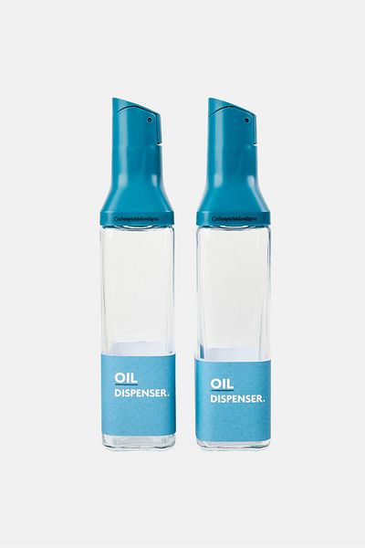 Catherine Malandrino 2 Pcs Glass Oil Dispenser Set 500 ml, Slate Blue