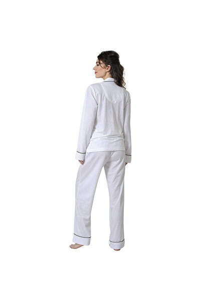 Caprisious Women's Soft Knitted Cotton Pajamas Set - Button-Down Long/Full Sleeve 2 Piece Sleepwear Loungewear