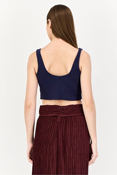 Offline by Aerie Women U-Neck Sleeveless Textured Crop Top, Navy