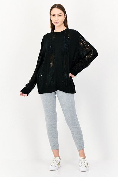 adidas Women Sportswear Fit Long Sleeves Outdoors Sweaters, Black