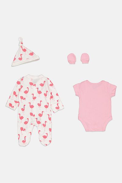 MOTHERCARE Toddlers Girl 4 Piece Bodysuit And Romper Set, Multicolor