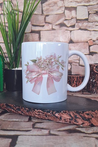 giftkonsept Bow and Flower Themed No: 4 Gift Printed Tea Coffee Presentation Mug Cup