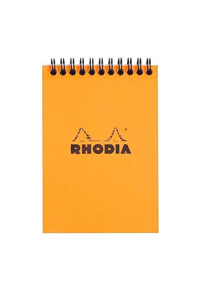 Rhodia Classic Üstten Spiralli Kareli Bloknot A6 Turuncu