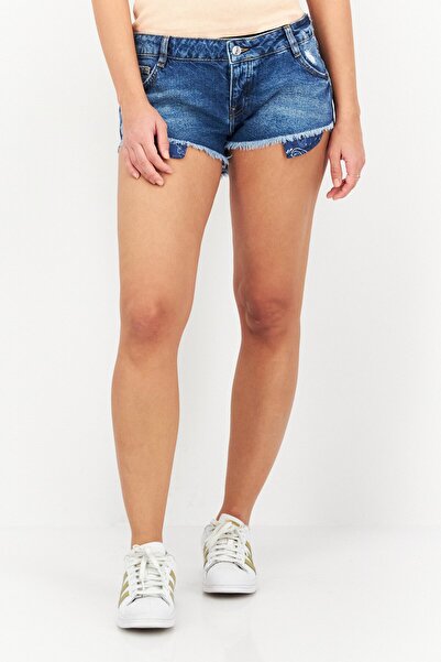 Don't Call Me Jennyfer شورت جينز ممزق بقصّة عادية للنساء، أزرق