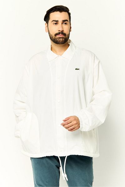 Lacoste Men Embroidered Logo Windbreaker Jacket, White