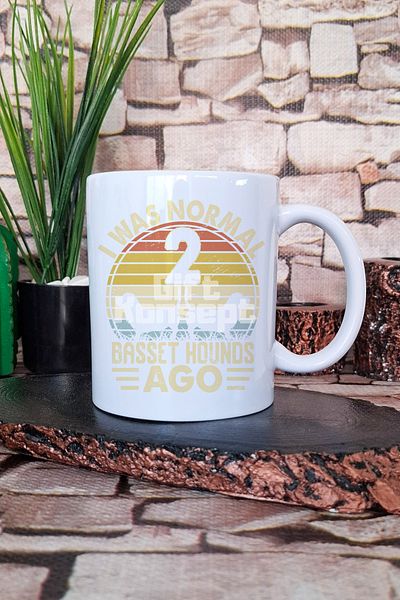 giftkonsept I Was Normal 2 Basset Hounds Ago Gift Printed Tea Coffee Presentation Mug Cup