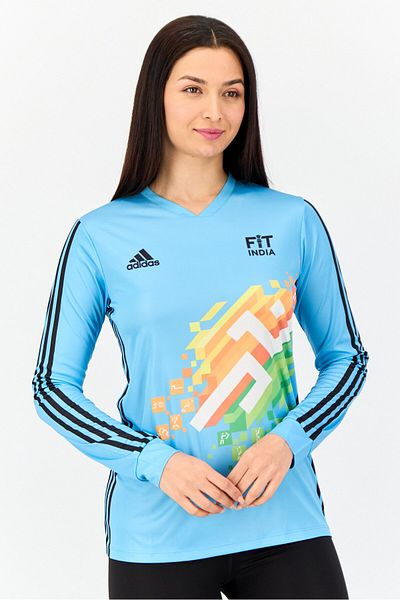 adidas Women Sportswear Fit India Brand Logo Outdoor Jersey, Multicolor