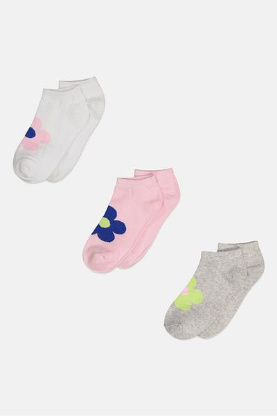 Don't Call Me Jennyfer Women 3 Pairs Athletic Crew Socks, Grey/White/Pink