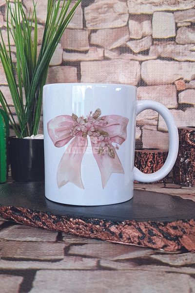 giftkonsept Bow and Flower Themed No: 2 Gift Printed Tea Coffee Presentation Mug Cup