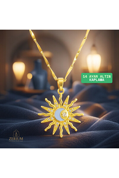 ZERİUM من الليل إلى الصباح – قلادة نسائية من الفولاذ القمري والشمس