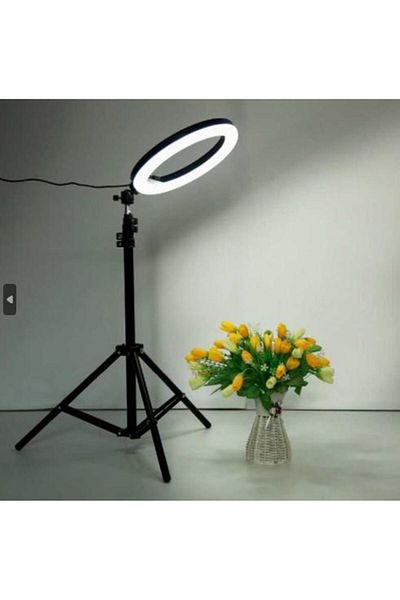 Dexia Circular LED lamp 20cm (8inch) with tripod, phone holder and remote control