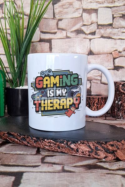 giftkonsept "Gaming Is My Therapy" My Gaming Therapy Gamer Gift Printed Tea Coffee Presentation Mug Cup