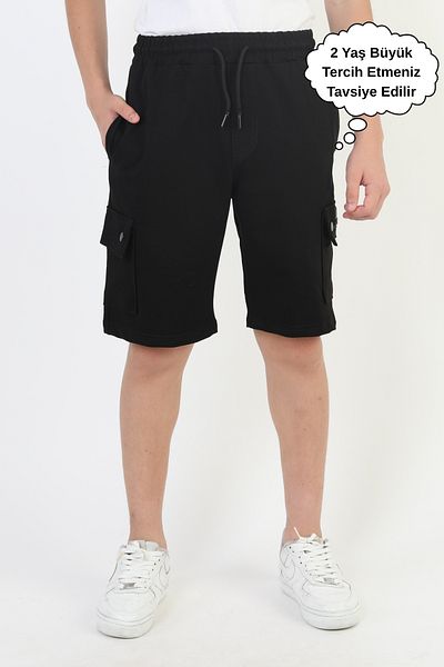 ASYAKİDS CLUB Boy's Summer Combed Cotton Sports Capri Shorts with Pockets