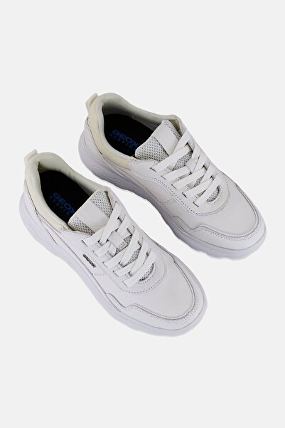 Geox Women D Spherica Lace Up Shoes, White