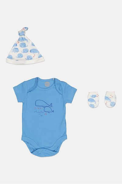 MOTHERCARE Toddlers Girl 3 Pieces Graphic Print Bodysuit, Cap And Socks Set, Multicolor