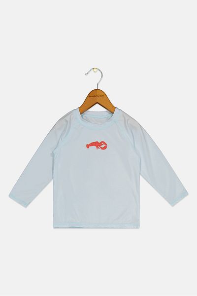 STARTING OUT Toddlers Boy Long Sleeves Printed Swim T-Shirt, Light Blue