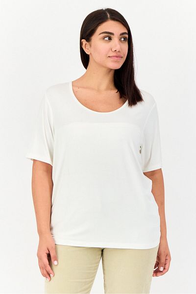 Giordano Women Scoop Neck Short Sleeves Solid Tops, White