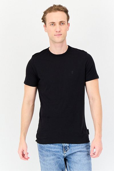 French Connection Men 3 Pieces Crew Neck Short Sleeve Plain T-Shirt, Black