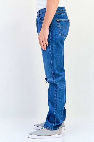 Levi's Men Straight Fit Distressed No Stretch Denim, Blue