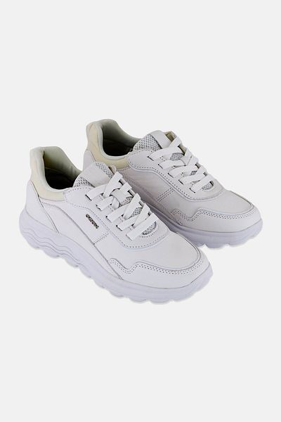 Geox Women D Spherica Lace Up Shoes, White