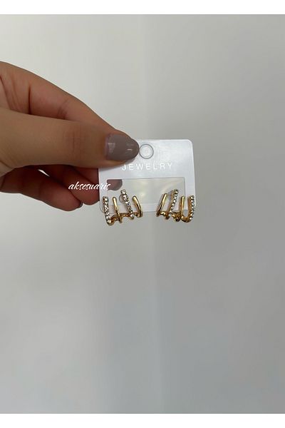 aksesuaris 4-Piece Look Zircon Stone Steel Earrings