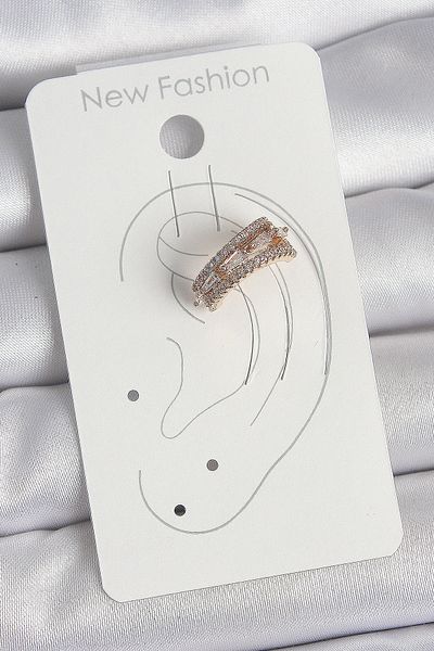 MBB ETİCARET Brass Gold Color Zircon Stone 3 Row Model Women's Cartilage Earrings - Tj-Bkp10580