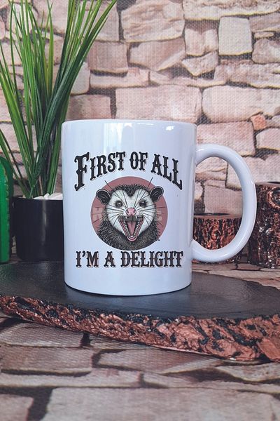 giftkonsept First of All I'M a Delight 3 Printed Funny Selfhood Saying Gift Printed Mug Cup