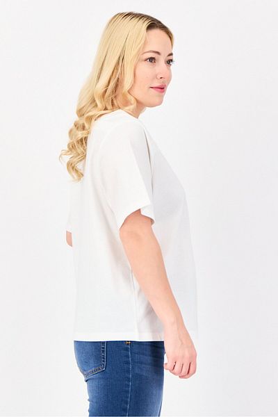 Giordano Women Square Neck Short Sleeves Solid Top, White