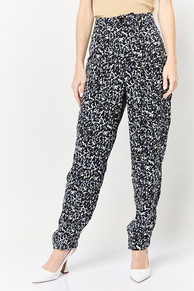 Scotch & Soda Women Regular Fit Allover Print Tapered Leg Pants, Multicolor
