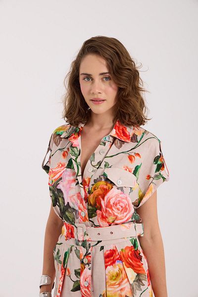 NOK İSTANBUL 100% Linen Jumpsuit Patterned